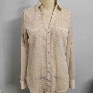 Express Portofino Beige Polka Dot Blouse Size XS